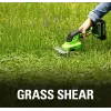 Cordless grass shear GreenWorks 1600607VA — 12 cm stainless steel blade, 24 V Li‑Ion 2 Ah