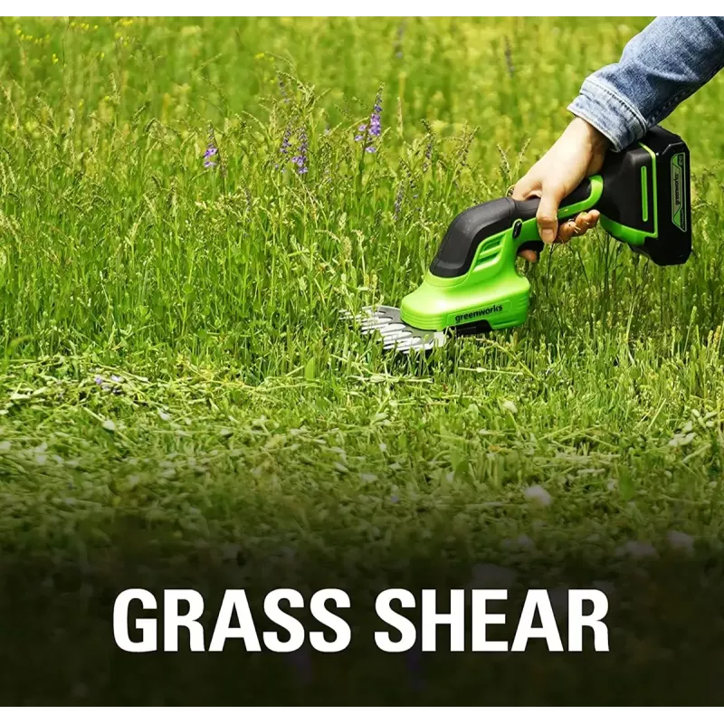 Cordless grass shear GreenWorks 1600607VA — 12 cm stainless steel blade, 24 V Li‑Ion 2 Ah