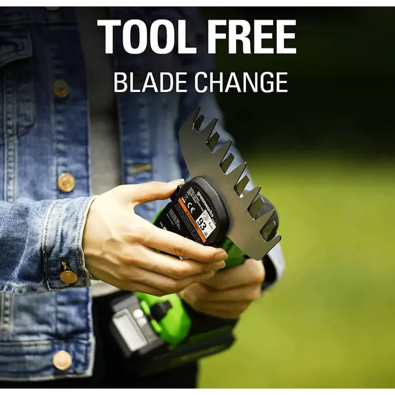 Cordless grass shear GreenWorks 1600607VA — 12 cm stainless steel blade, 24 V Li‑Ion 2 Ah