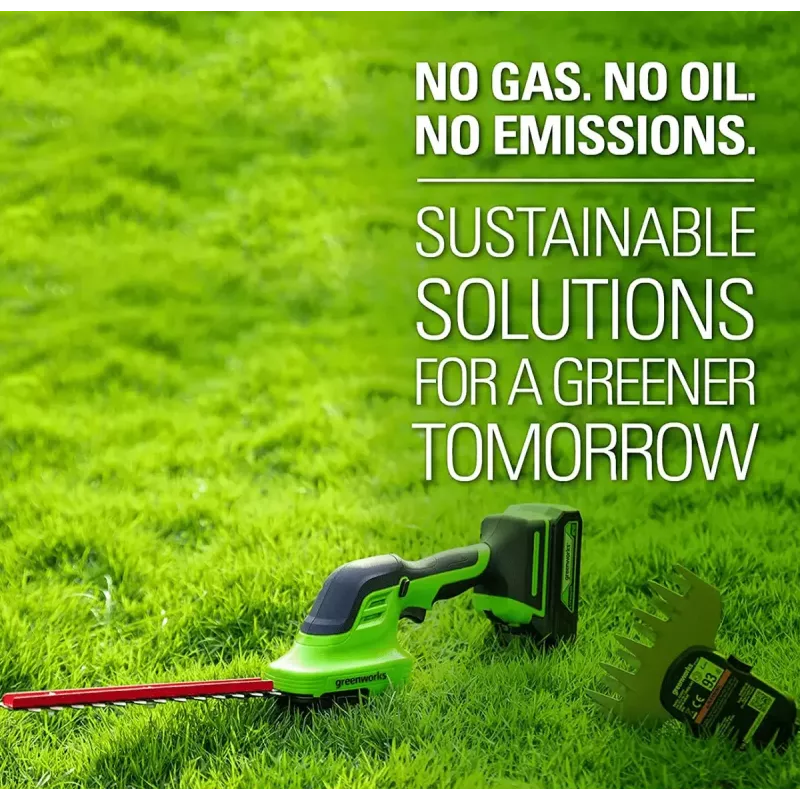 Cordless grass shear GreenWorks 1600607VA — 12 cm stainless steel blade, 24 V Li‑Ion 2 Ah