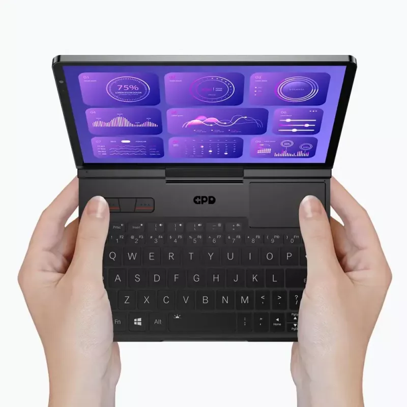 GPD Pocket 4 laptop — AMD Ryzen 7 8840U, 8 inch WQXGA 2560×1600 144Hz touch, 16GB DDR5, 1TB NVMe, Radeon 780M, Windows 11, LAN, FPR, Graphite
