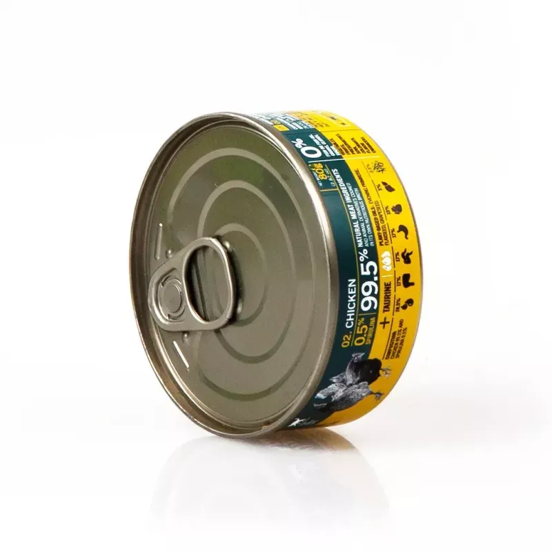 Wet cat food 3coty Chicken with spirulina 80 g — complete canned feed for adult cats