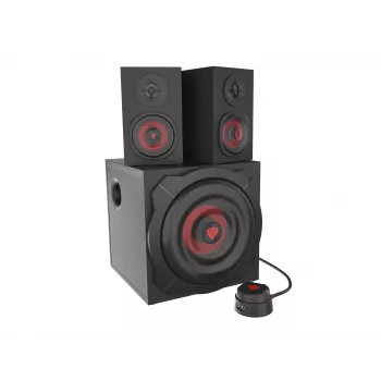 Speaker set GENESIS Helium 610BT 2.1, 60 W RMS, Bluetooth, wired, red/black, compact subwoofer