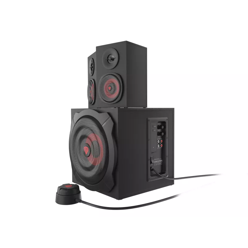 Speaker set GENESIS Helium 610BT 2.1, 60 W RMS, Bluetooth, wired, red/black, compact subwoofer