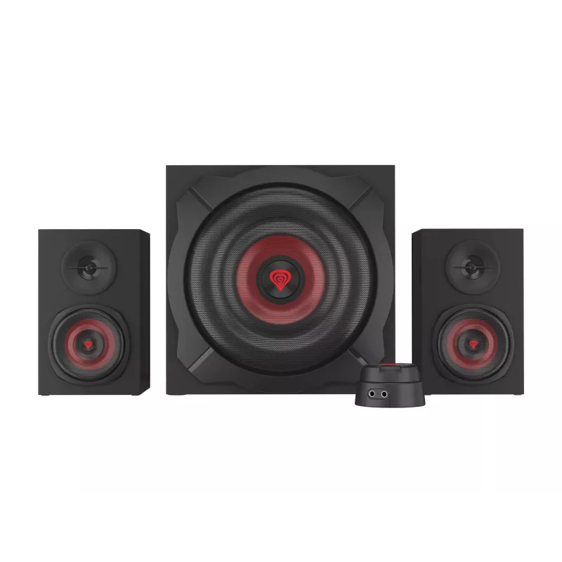 Speaker set GENESIS Helium 610BT 2.1, 60 W RMS, Bluetooth, wired, red/black, compact subwoofer