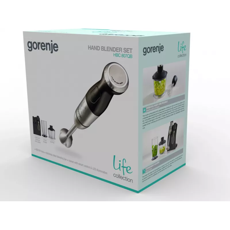 Gorenje HBC807QB 0.5 L Hand mixer 800 W Black, Stainless steel