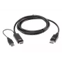 ATEN True 4K 1.8M HDMI to DisplayPort Cable, 1.8 m, HDMI + USB, DisplayPort, Male, Male, Straight