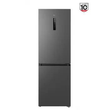 Refrigerator TCL RP340BSD1 — freestanding combi, 185 cm, No Frost, fridge 223 L, freezer 117 L, display, 35 dB, energy class D, grey