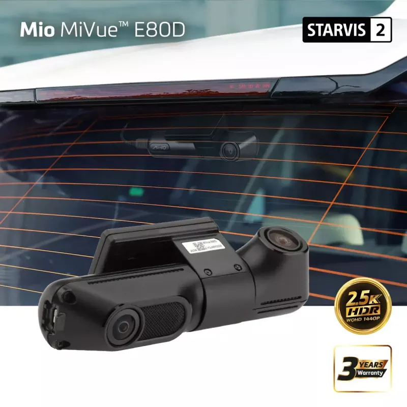 Dash Cam MIO MiVue E80D HDR Dual Rear Camera with Dual-Channel Recording