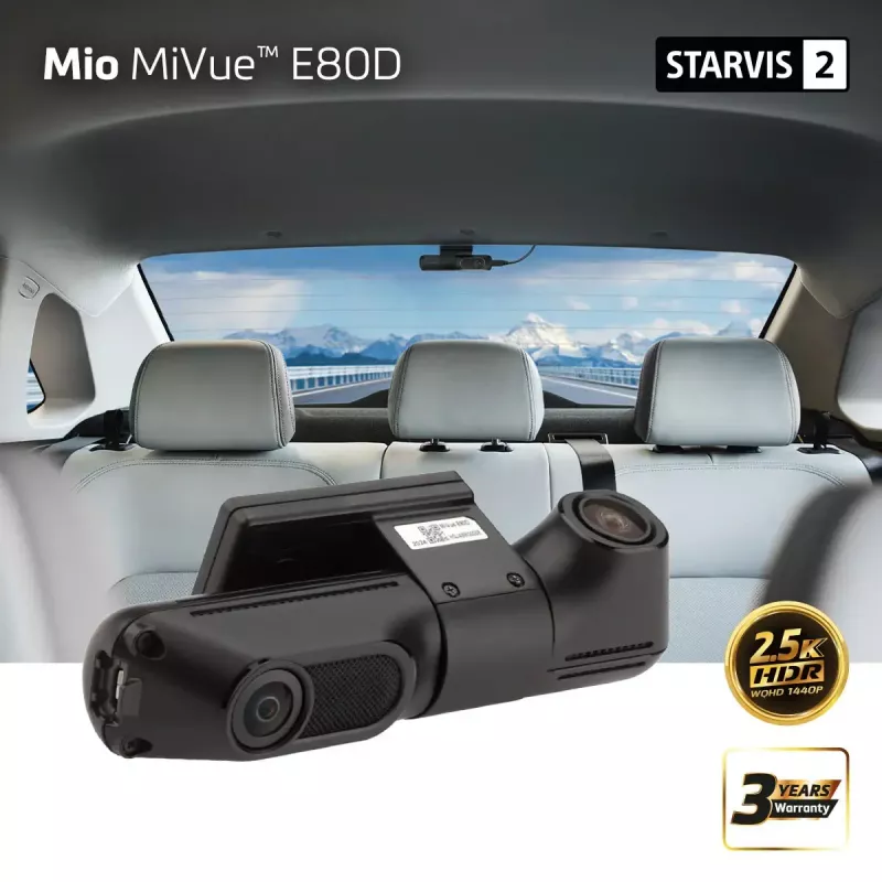 Dash Cam MIO MiVue E80D HDR Dual Rear Camera with Dual-Channel Recording