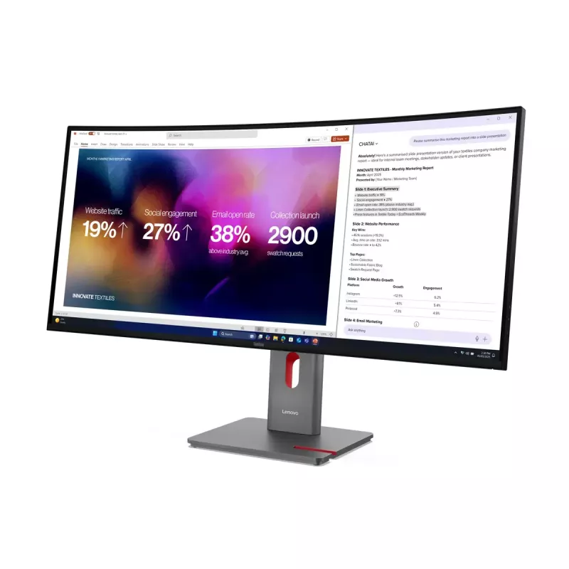 Computer monitor Lenovo ThinkVision P40WD-40 39.7 inch WUHD 5120×2160 IPS LED Curved 6 ms USB 3.2 Gen2x2 Black