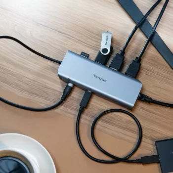 Targus Dual Video Mobile Dock with 140W EPR Pass-Thru, Wired, USB 3.2 Gen 2 (3.1 Gen 2) Type-C, 140 W, 1000 Mbit/s, Grey, 10 Gbit/s