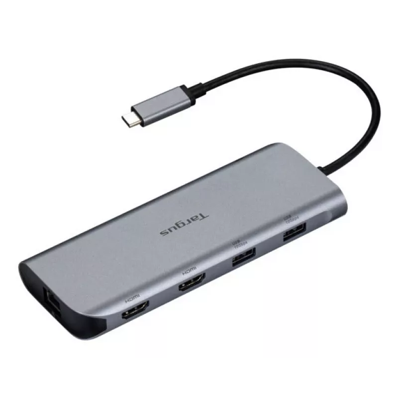 Targus Dual Video Mobile Dock with 140W EPR Pass-Thru, Wired, USB 3.2 Gen 2 (3.1 Gen 2) Type-C, 140 W, 1000 Mbit/s, Grey, 10 Gbit/s