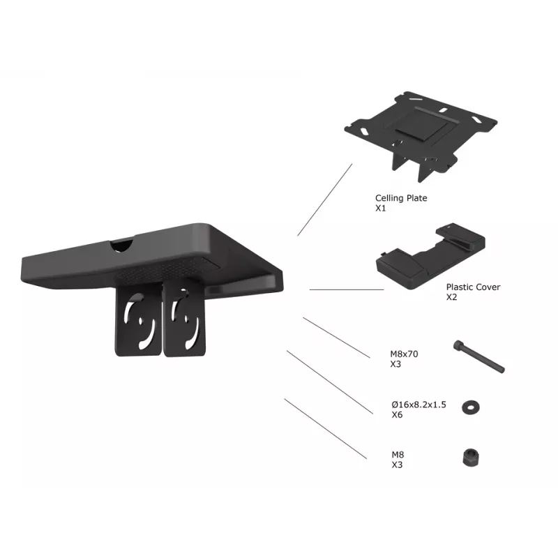 Ceiling Plate Multibrackets M Pro Series Black Plastic Steel 165mm
