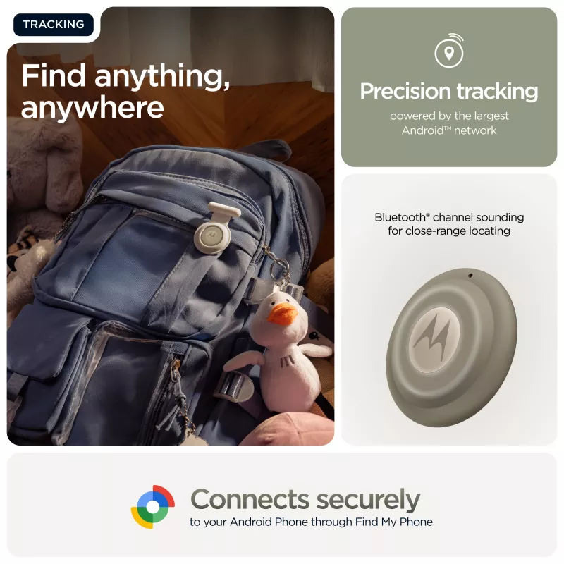 Finder Motorola moto tag 2 — universal Bluetooth tracker, green, CR2032 battery, 14400 h life, 7.4 g, Ø 3.19 cm