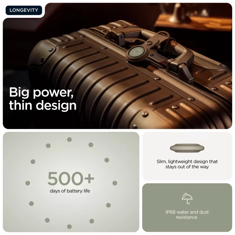 Finder Motorola moto tag 2 — universal Bluetooth tracker, green, CR2032 battery, 14400 h life, 7.4 g, Ø 3.19 cm
