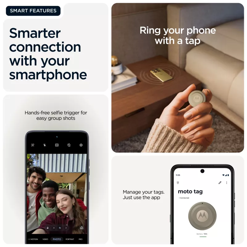 Finder Motorola moto tag 2 — universal Bluetooth tracker, green, CR2032 battery, 14400 h life, 7.4 g, Ø 3.19 cm