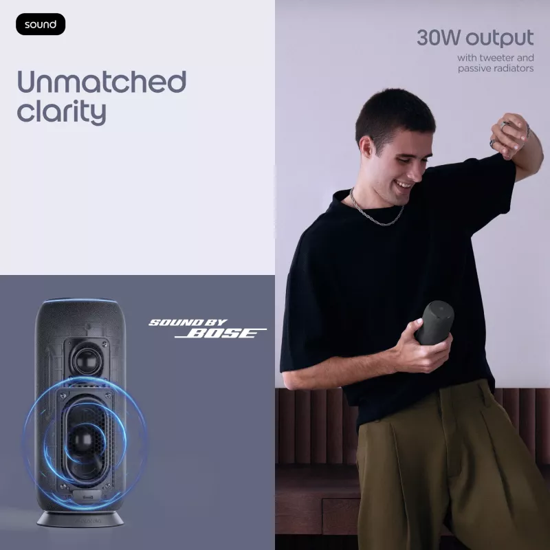 Mono portable speaker Motorola moto sound flow Carbon — 30 W RMS, USB-C, wireless, fabric housing