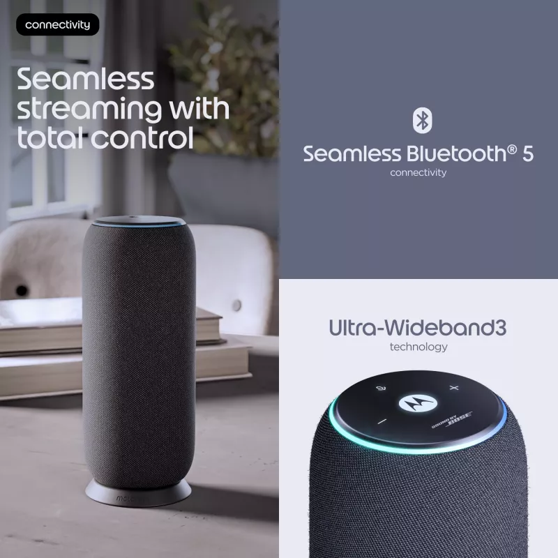 Mono portable speaker Motorola moto sound flow Carbon — 30 W RMS, USB-C, wireless, fabric housing