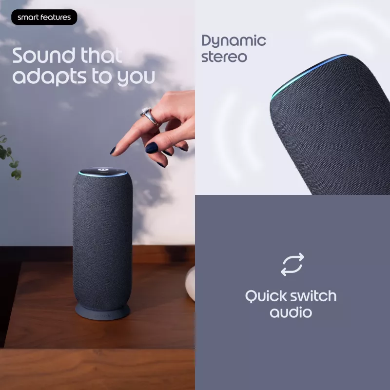 Mono portable speaker Motorola moto sound flow Carbon — 30 W RMS, USB-C, wireless, fabric housing