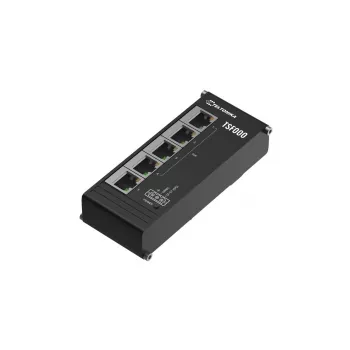 Unmanaged Fast Ethernet PoE Desktop Switch Teltonika TSF000 — 5× 10/100 RJ-45, IEEE 802.3af/at, DC 7–57V, black
