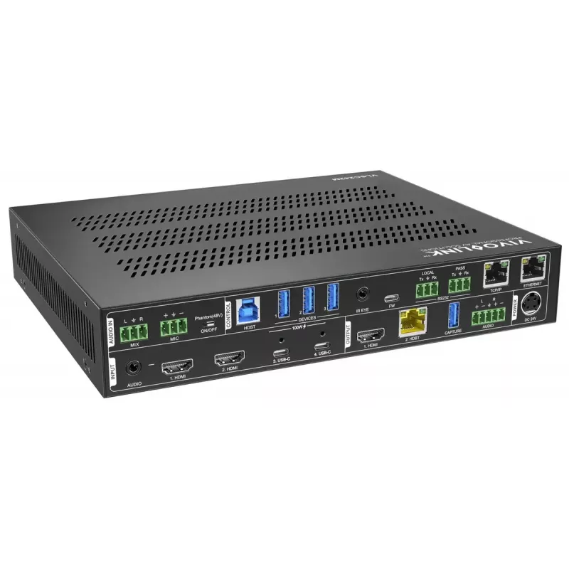 Vivolink video scaler VLSC242M, metal housing, HDCP 1.4/2.2, AC 110–230V, 250×200×44 mm