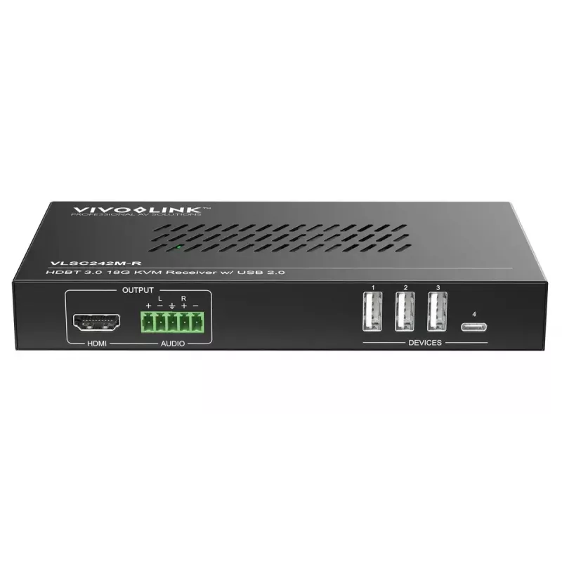 Vivolink video scaler VLSC242M, metal housing, HDCP 1.4/2.2, AC 110–230V, 250×200×44 mm