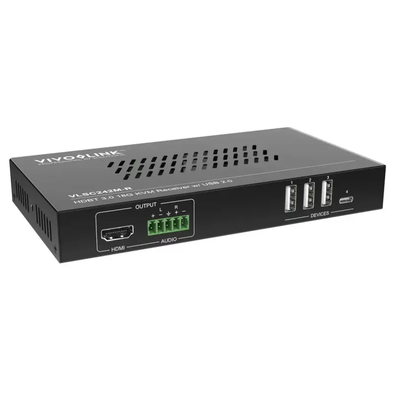 Vivolink video scaler VLSC242M, metal housing, HDCP 1.4/2.2, AC 110–230V, 250×200×44 mm