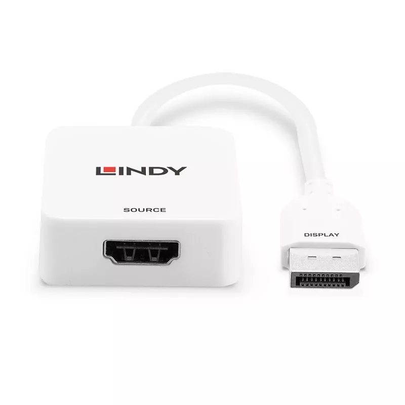 Lindy HDMI 18G to DisplayPort 1.2 Converter, 0.095 m, HDMI Type A (Standard), DisplayPort, Female, Male, Straight