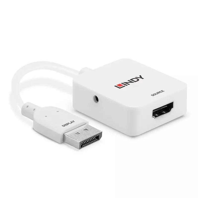 Lindy HDMI 18G to DisplayPort 1.2 Converter, 0.095 m, HDMI Type A (Standard), DisplayPort, Female, Male, Straight