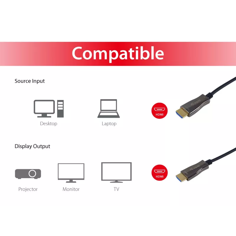 Equip HDMI 2.0 Active Optical Cable, 10m, 4K/60Hz