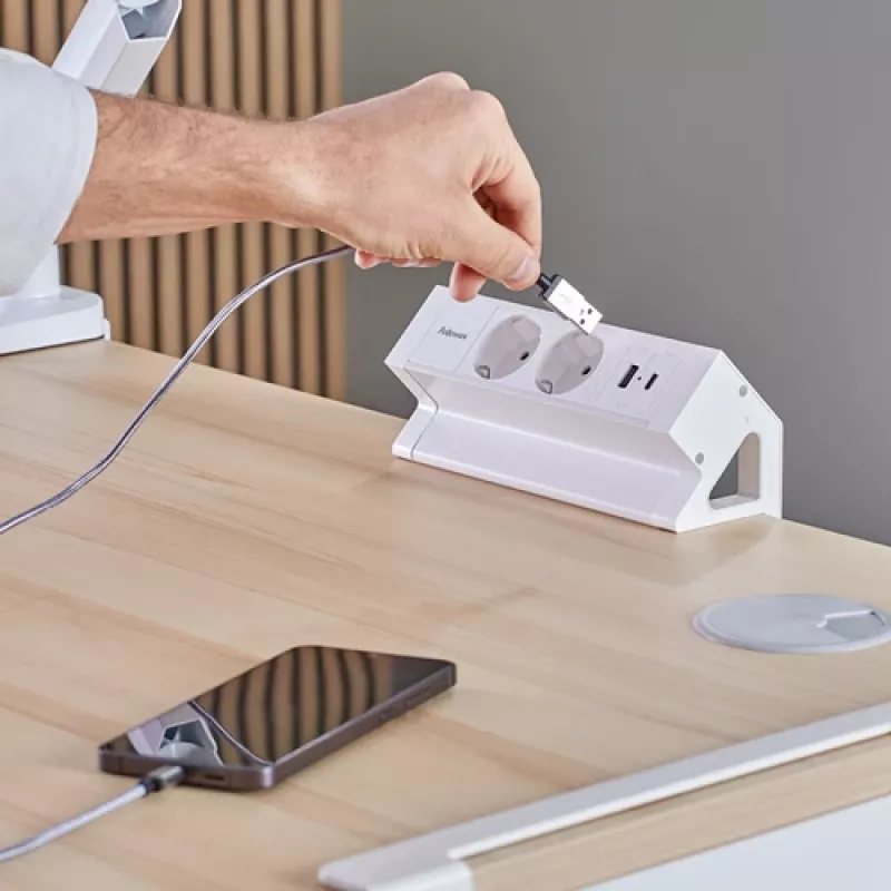Fellowes 100137183 power extension 2 m 2 AC outlet(s) Indoor White