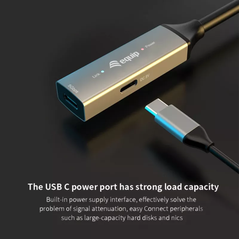 USB-C active extension cable EQUIP 15 m, USB 3.2 Gen 1 (5 Gbps), nickel contacts, black