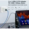 Adapter USB-C OTG 2-in-1 EQUIP 133479 — 100W PD, 10Gbps, 1x USB-C to 2x USB-C, grey