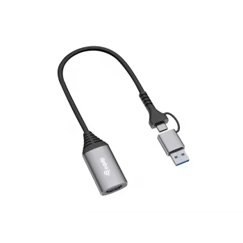 USB to HDMI adapter EQUIP 133498 (USB-C and USB-A male to HDMI, 1080p, aluminium housing, grey)