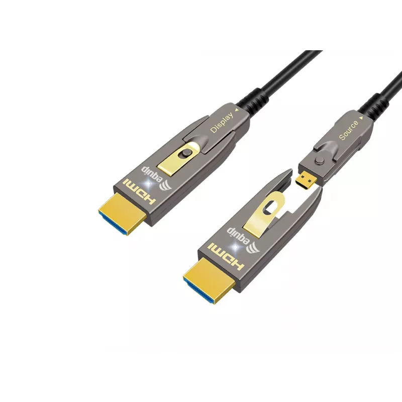 EQUIP HDMI 2.1 Active Optical Cable 10 m — Detachable Type-D (Micro) + Type-A, 48 Gbit/s, 8K/60Hz