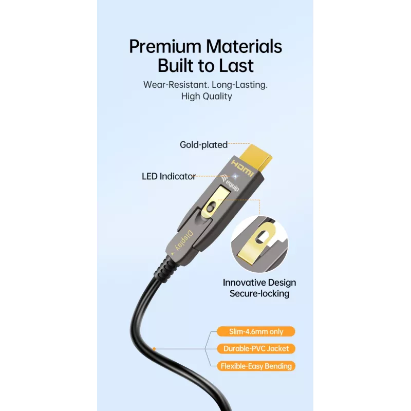 Equip HDMI 2.1 Active Optical Cable 15 m, Detachable Type D + A, 48 Gbit/s, 8K/60Hz