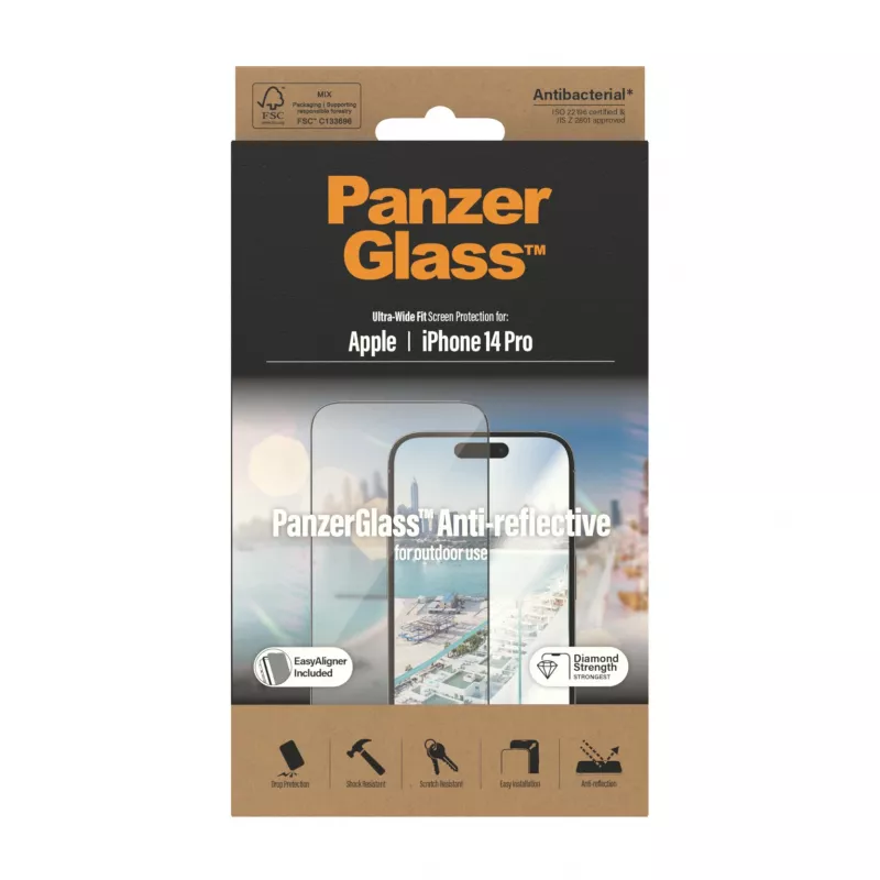 PanzerGlass ® Anti-Reflective Screen Protector iPhone 14 Pro | Ultra-Wide Fit w. EasyAligner
