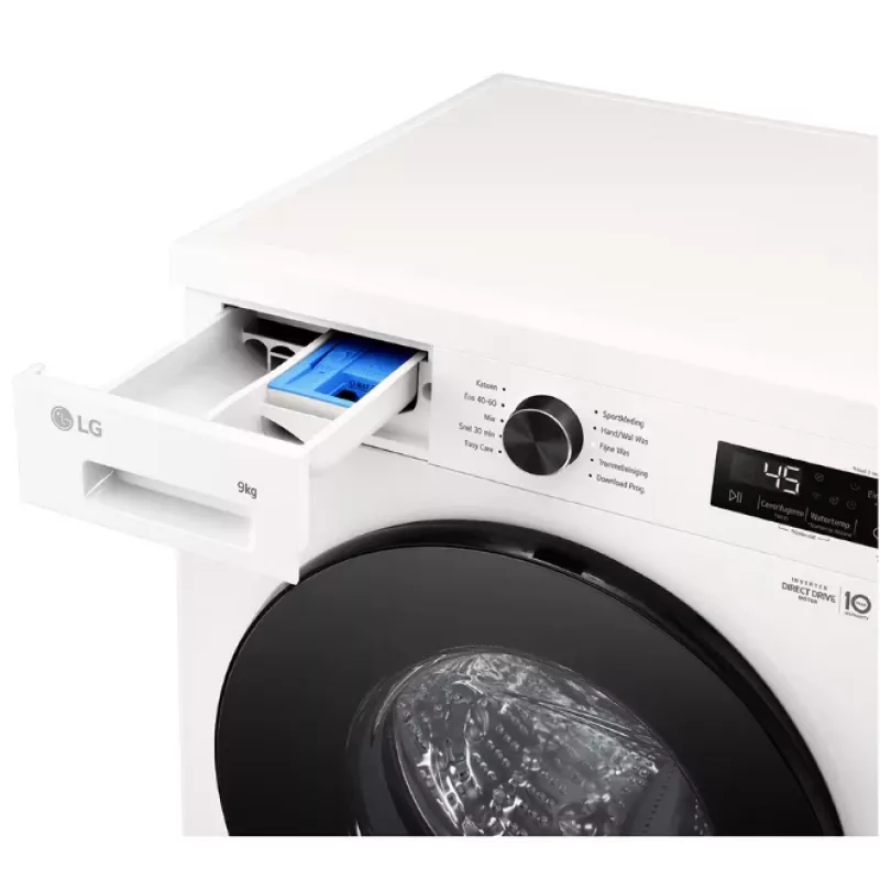 Front-load washing machine LG F4X1009NWB — 9 kg, 1310 RPM, A-class, white