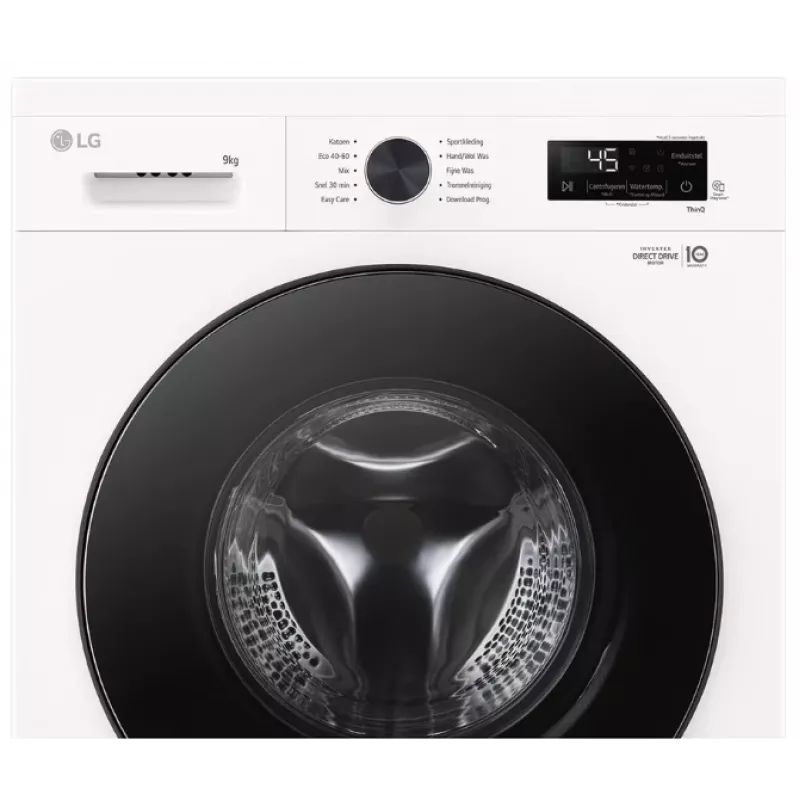 Front-load washing machine LG F4X1009NWB — 9 kg, 1310 RPM, A-class, white