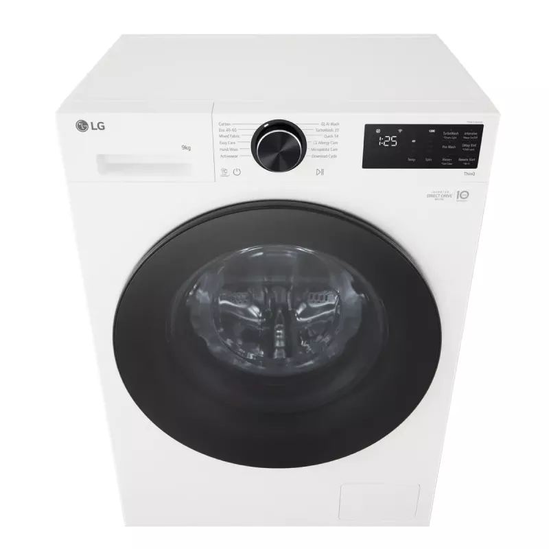 Washing machine LG F2X50S9TWB, front-load, 9 kg, 1170 RPM, A energy, 600×535×850 mm, white