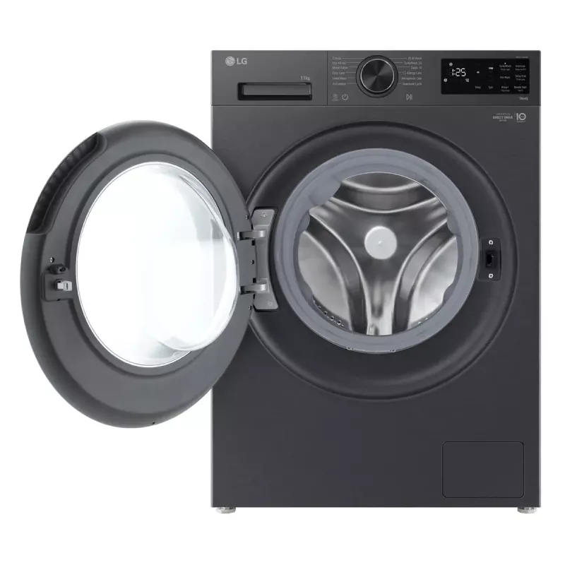 LG F4X5011TBB , A, Front loading, Washing capacity 11 kg, Depth 56.5 cm, 1400 RPM, Black washing machine Front-load 1351 RPM