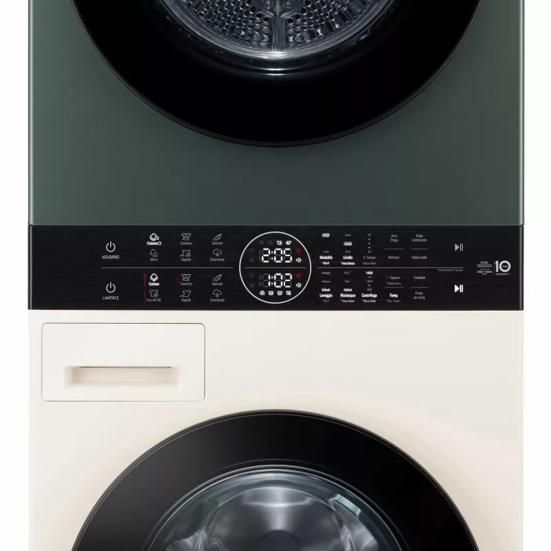 Washer dryer LG WT1210EGF freestanding front-load, 22 kg, 1400 RPM, Green/White