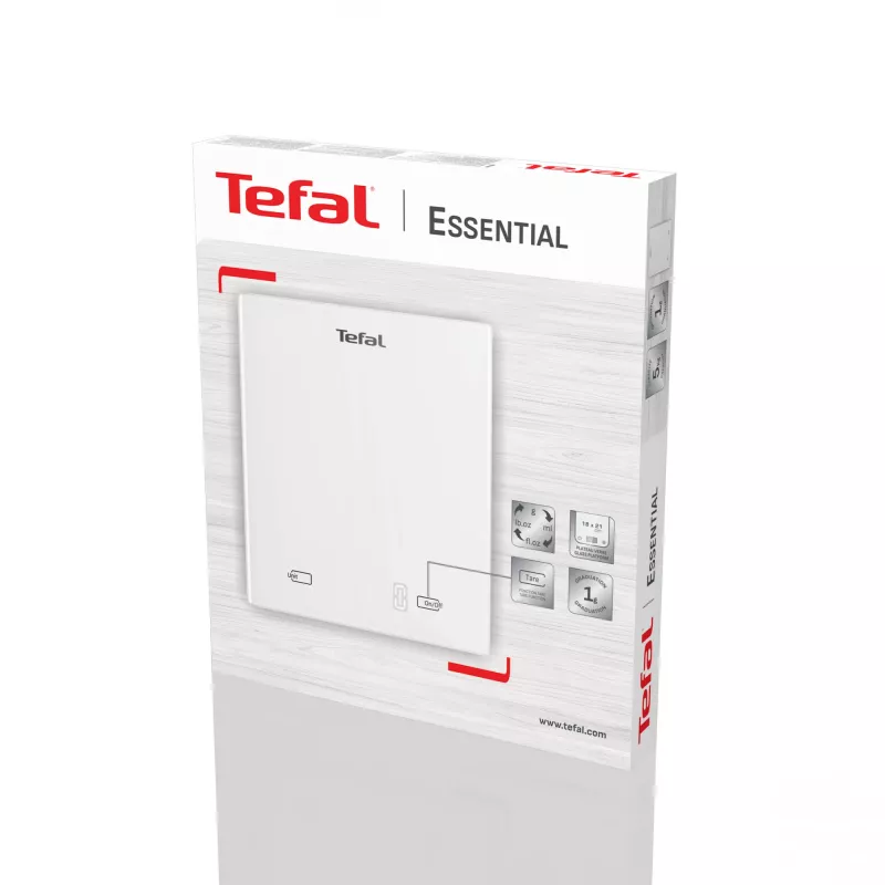 Electronic kitchen scale Tefal Essential BC5504V0 — 5 kg capacity, 1 g accuracy, LCD display, white