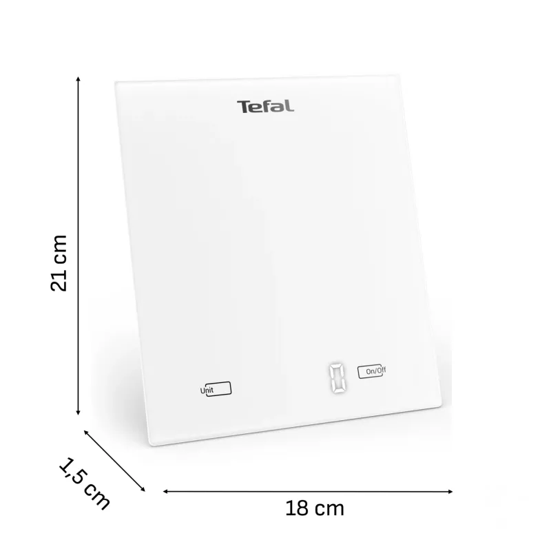 Electronic kitchen scale Tefal Essential BC5504V0 — 5 kg capacity, 1 g accuracy, LCD display, white