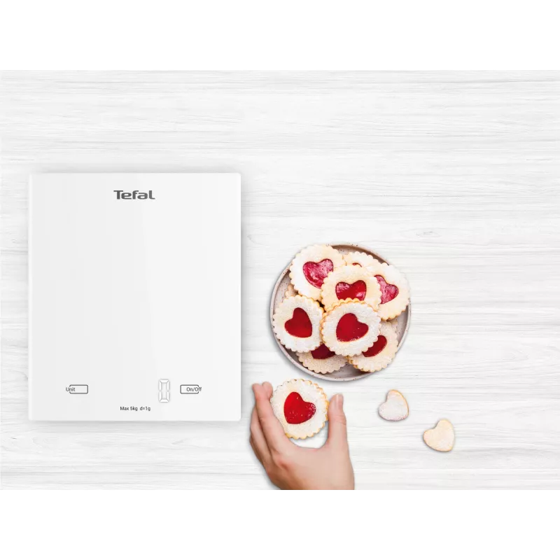 Electronic kitchen scale Tefal Essential BC5504V0 — 5 kg capacity, 1 g accuracy, LCD display, white