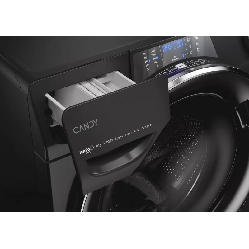 Candy RapidÓ PRO RP 496BWMBCB/1-S washing machine Front-load 9 kg 1400 RPM Black