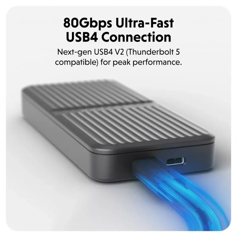 SSD enclosure Hyper HD2500GL for M.2 PCIe SSD (USB4 Gen4, USB‑C) Black