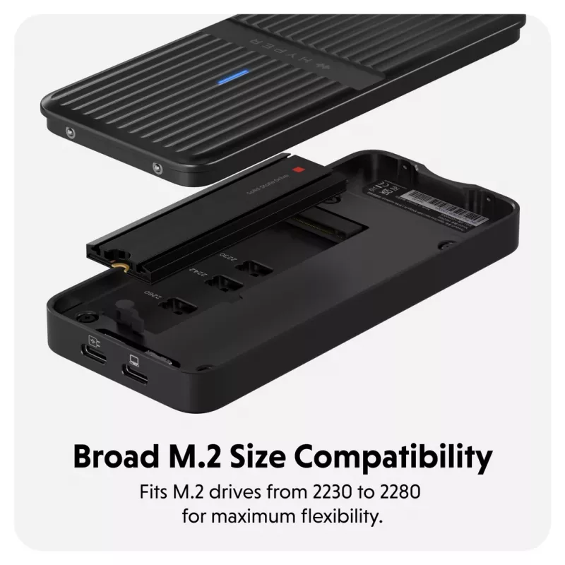 SSD enclosure Hyper HD2500GL for M.2 PCIe SSD (USB4 Gen4, USB‑C) Black
