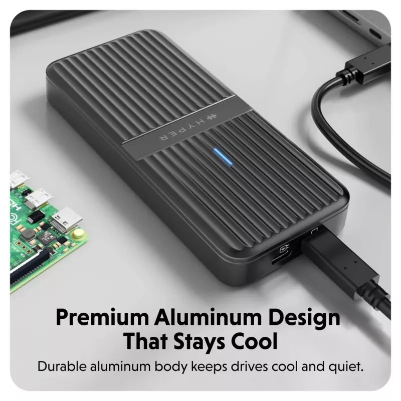 SSD enclosure Hyper HD2500GL for M.2 PCIe SSD (USB4 Gen4, USB‑C) Black